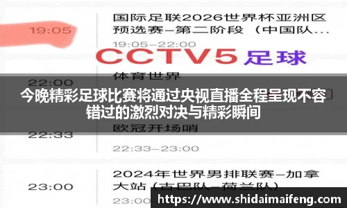 今晚精彩足球比赛将通过央视直播全程呈现不容错过的激烈对决与精彩瞬间