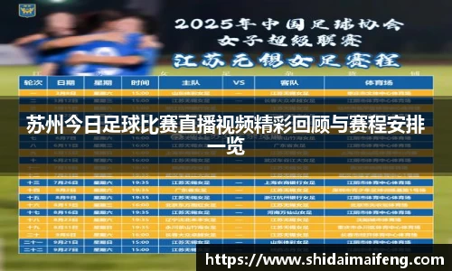 苏州今日足球比赛直播视频精彩回顾与赛程安排一览